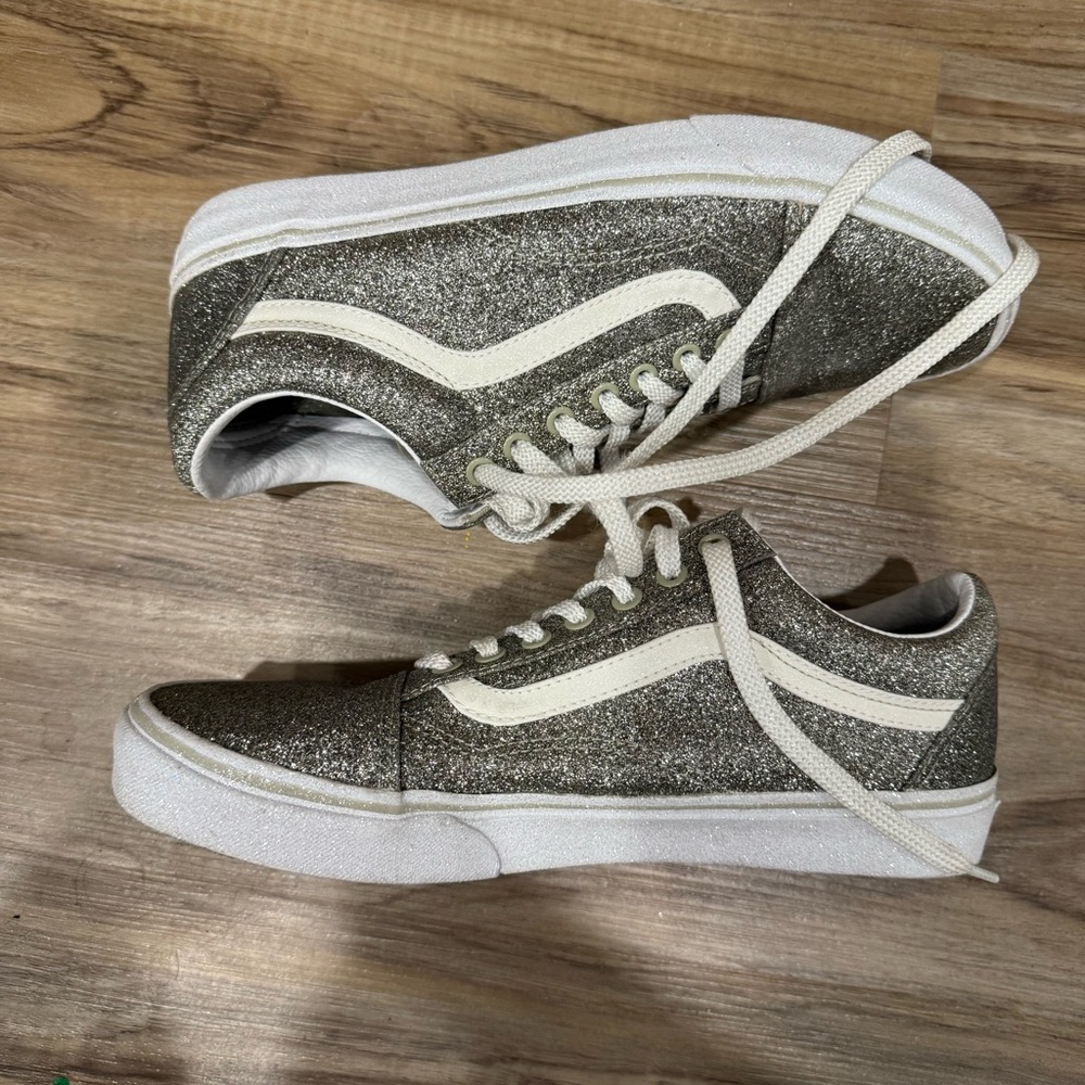 Vans Silver Glitter Old Skool Sneakers - Picture 3 of 8